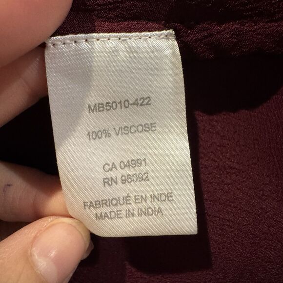 Dalia Womens Elegant Maroon Sleeveless Top Beaded V-Neck Flowy Chic Size M - Picture 6 of 7